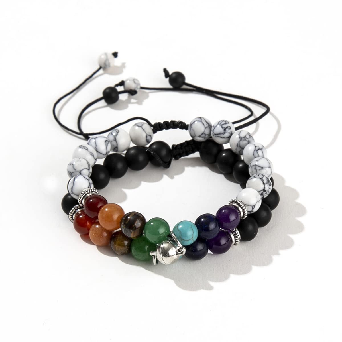 Magnetic Couples Bracelets for Him & Her - Natural Stone Beads Love Bracelets for Boyfriend, Girlfriend, Couples & Friends - Long Distance Relationship Gifts for Anniversaries, Valentine's Day & Romantic Occasions