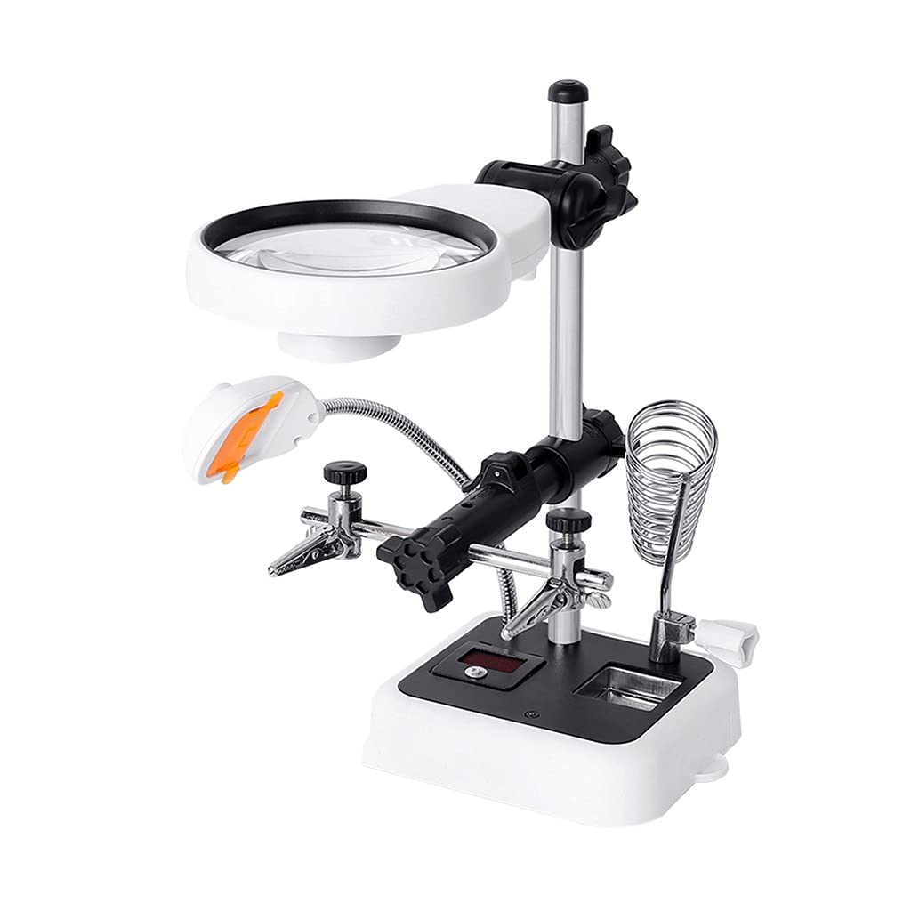 WFS Magnifying Glass with Light - Adjustable Desk Lamp Magnifier for Soldering, Reading, Hobbies & Repair Work | Hands-Free Helping Hand Clamp for Jewelry Making, Electronics, Crafts & Office Use