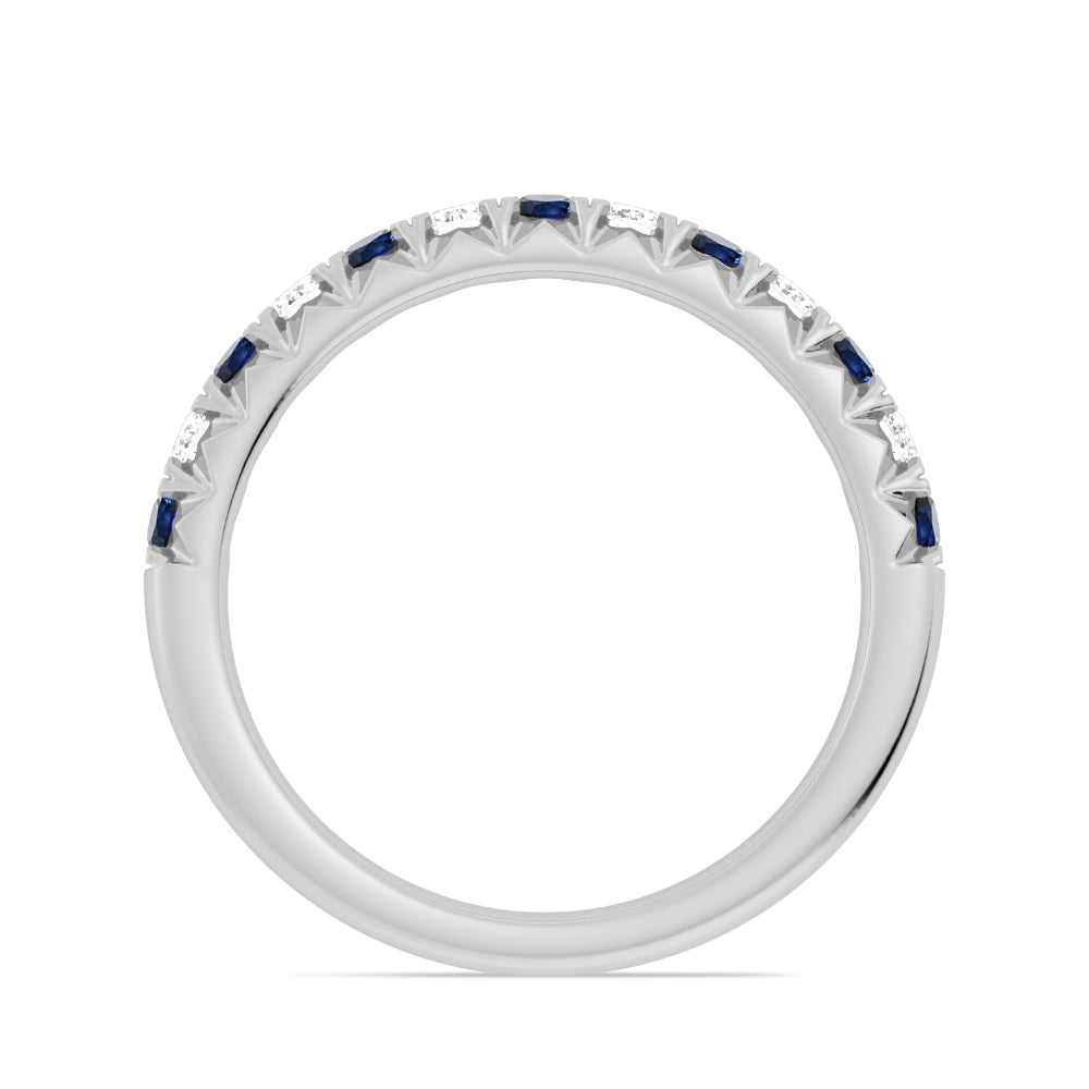 14K Gold Sapphire and Diamond Wedding Band for Women - Elegant Stackable Ring for Engagement, Anniversary & Special Occasions