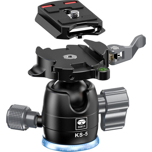 SIRUI KS 5 Friction Adjustable Low Gravity Ball Head - Professional Camera Tripod Head for DSLR & Mirrorless Cameras - Perfect for Landscape, Wildlife & Travel Photography