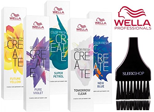 Wella COLOR FRESH CREATE Semi-Permanent Hair Dye - Vibrant Pure Violet Shade with Tint Brush | At-Home Hair Coloring for Women & Men | Salon-Quality Results for DIY Color Touch-Ups & Creative Looks