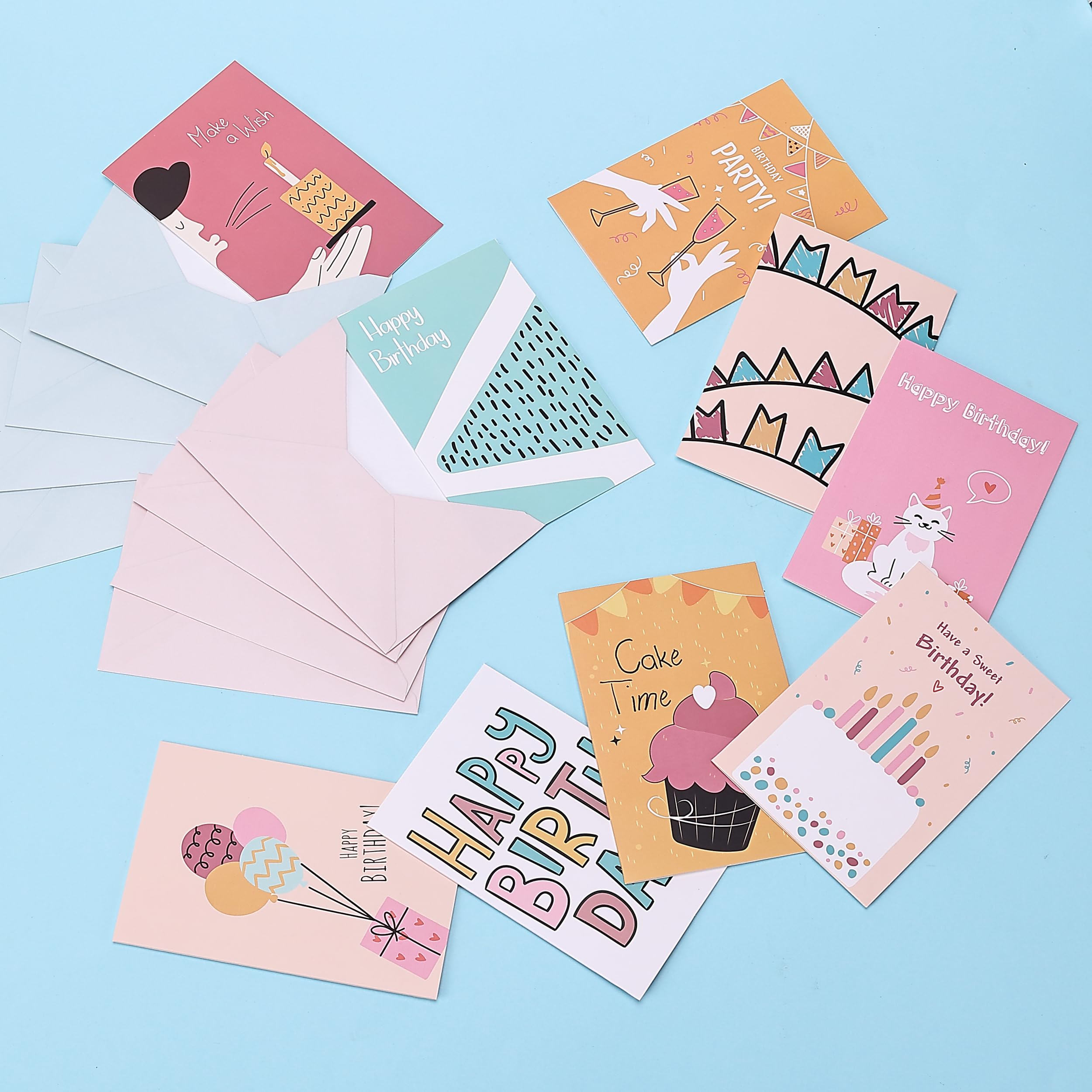 Mr. Pen Assorted Birthday Cards Pack - 20 Greeting Cards with Envelopes, 4x6 Inch Blank Inside Cards for Birthday Wishes, Parties & Special Occasions