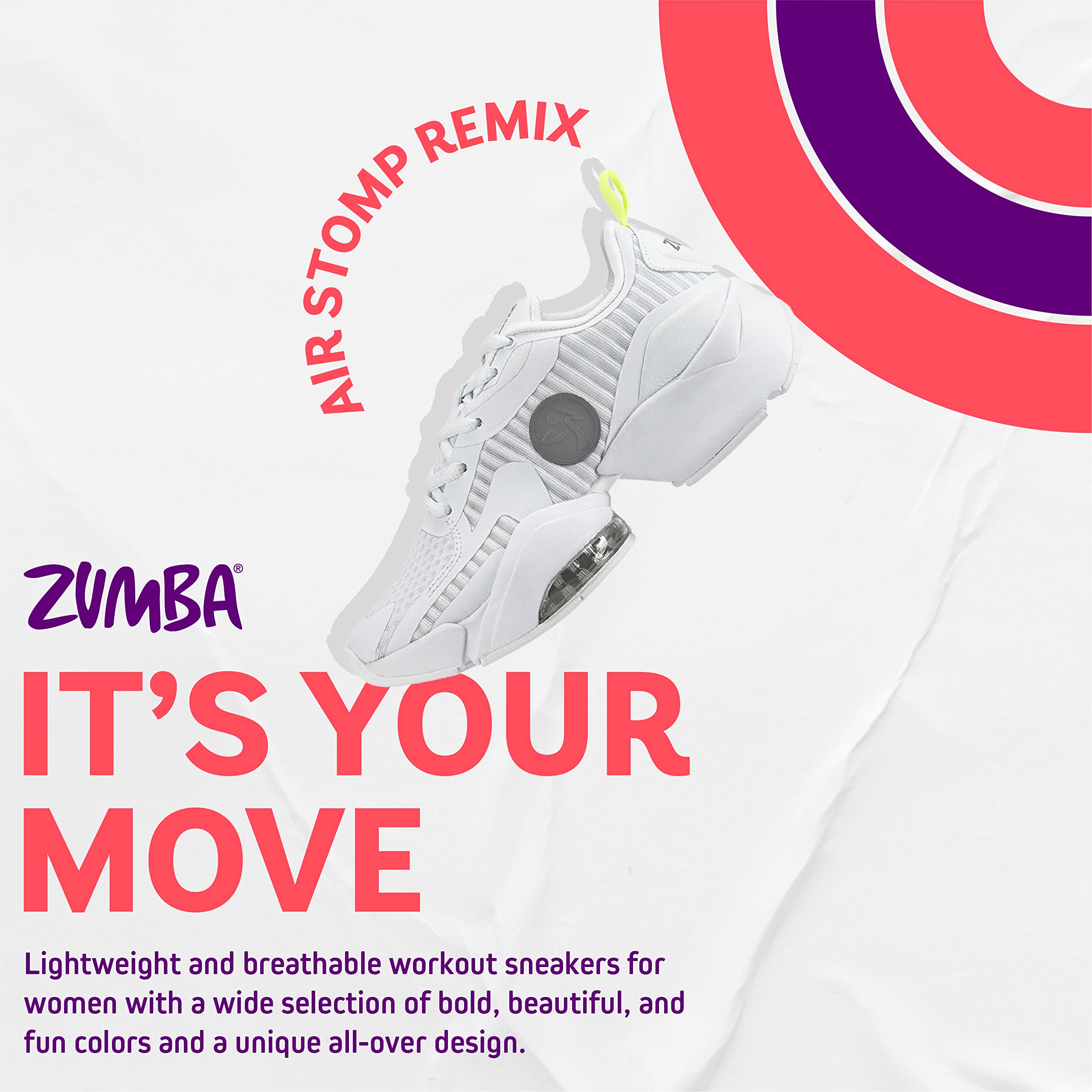 ZUMBA Women's Air Stomp Classic Athletic Shoes - Lightweight Low-Top Dance Sneakers for Women | Perfect for Zumba Fitness, Dance Workouts & Casual Wear