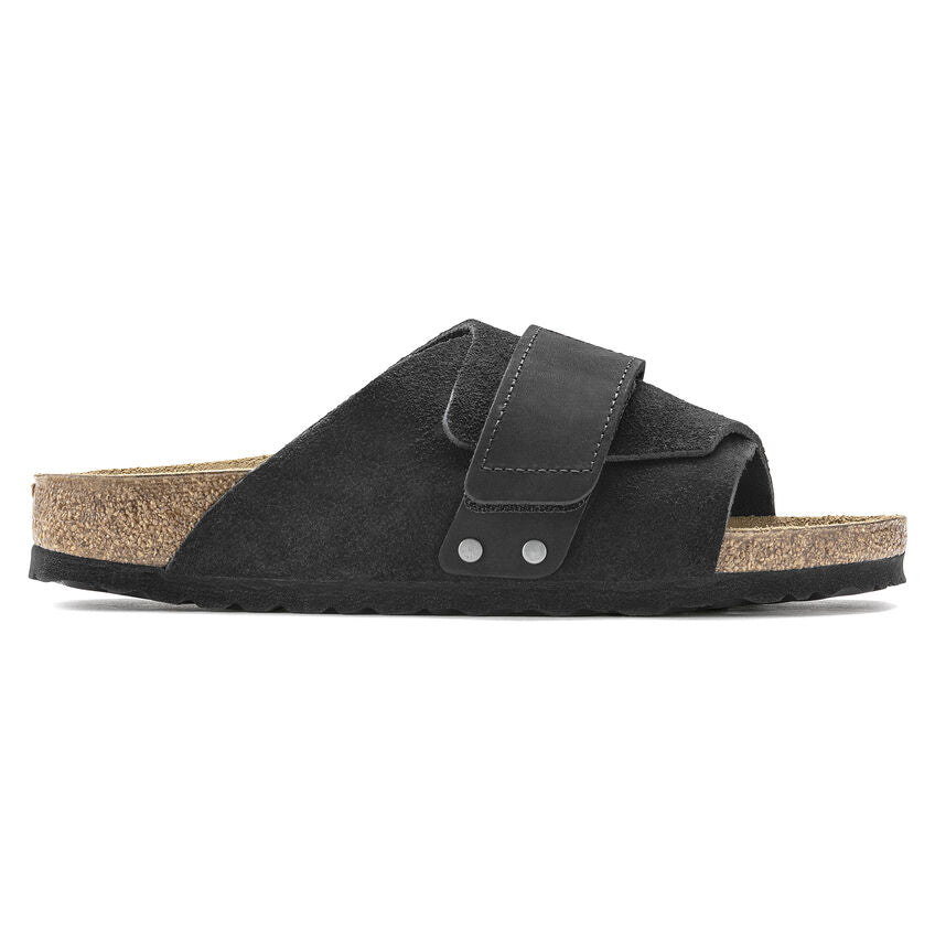 Birkenstock Kyoto Nubuck Leather Sandals for Women - Black Suede Comfort Footwear | Perfect for Summer Walking, Beach Outings & Casual Wear