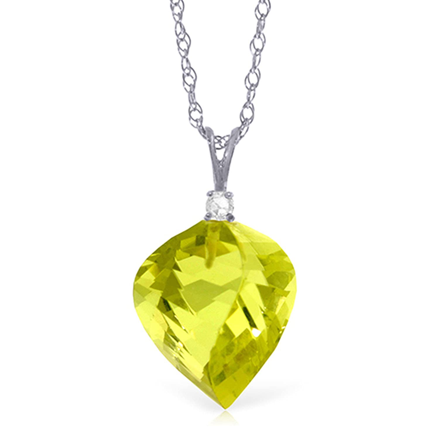 14K Solid Gold Necklace with Natural Diamond & Twisted Briolette Quartz Lemon Pendant - Elegant Dainty Jewelry for Women, Perfect for Birthday, Anniversary & Everyday Wear - Galaxy Gold GG Collection