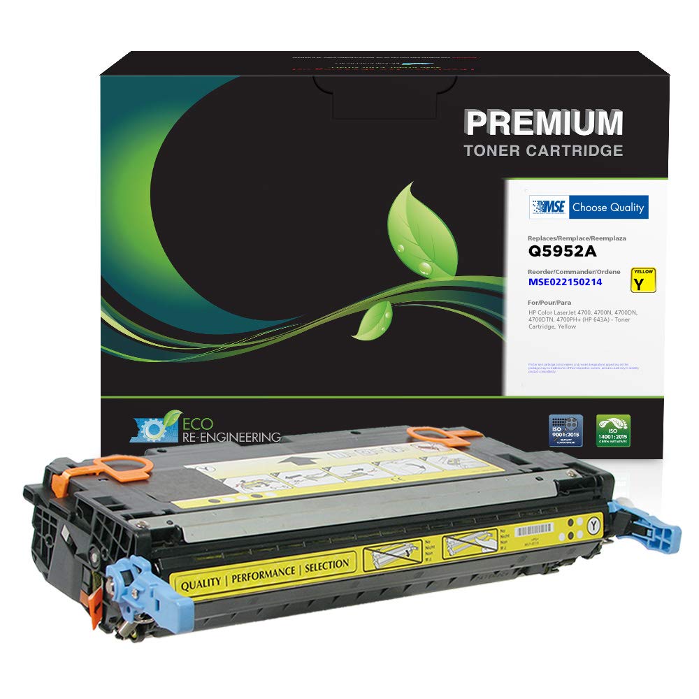 MSE Remanufactured Yellow Toner Cartridge Replacement for HP Q5952A (HP 643A) - High-Quality Compatible Printer Ink for Office & Home Printing Needs