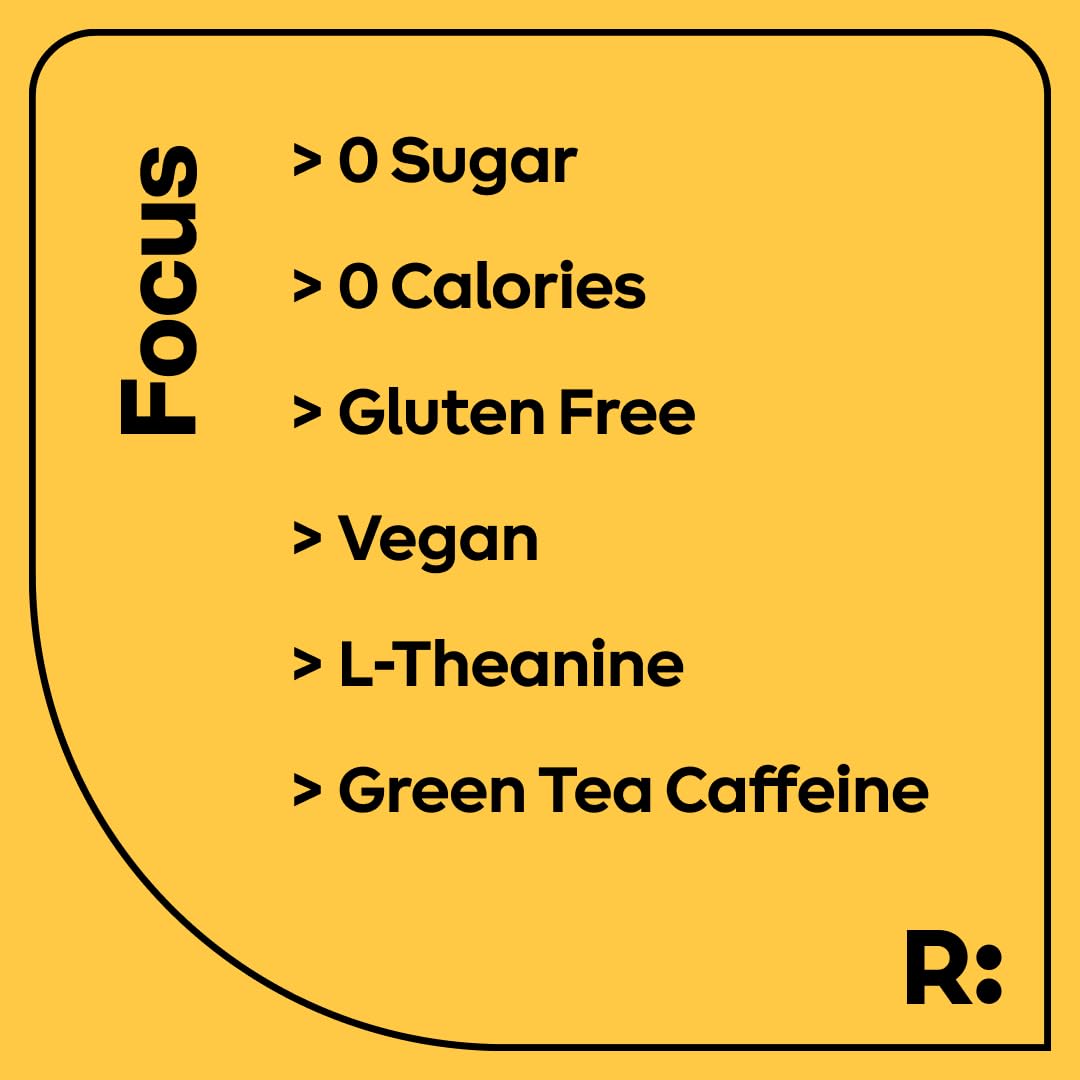 Ryde Focus Shot Energy Drink - Orange Flavor with L-Theanine, Ginseng & Green Tea Caffeine | Zero Sugar, Zero Calories | Vitamin B2 & B7 Supplement | 2oz Shots (24 Pack) | Supports Mental Focus & Clarity - Perfect for Workouts, Study Sessions and Long Workdays