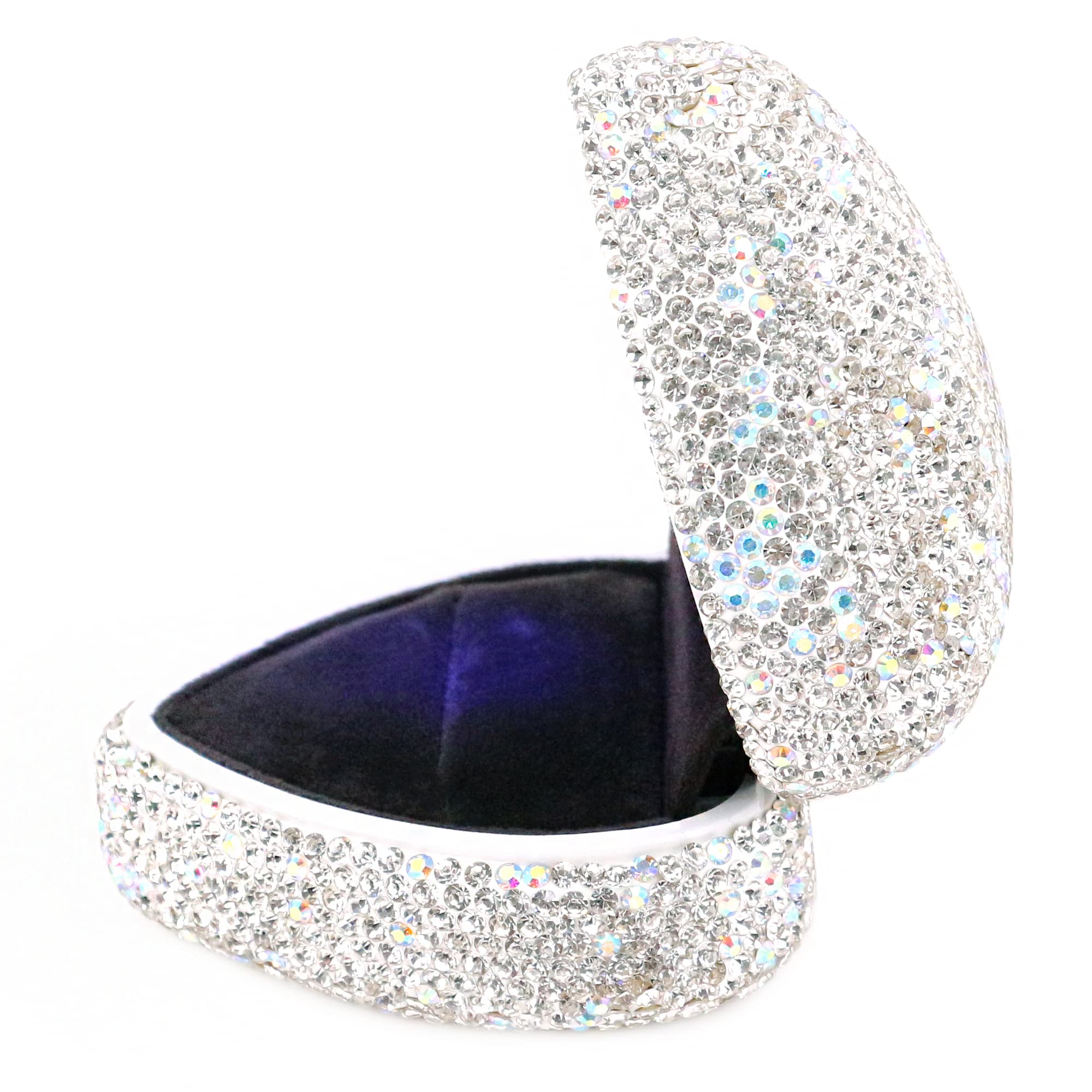 Sparkling Heart-Shaped Rhinestone Ring Box with LED Light - Velvet Jewelry Display Case for Engagement, Wedding & Proposal - Perfect Gift for Birthdays & Anniversaries - Elegant Ring Holder for Special Occasions