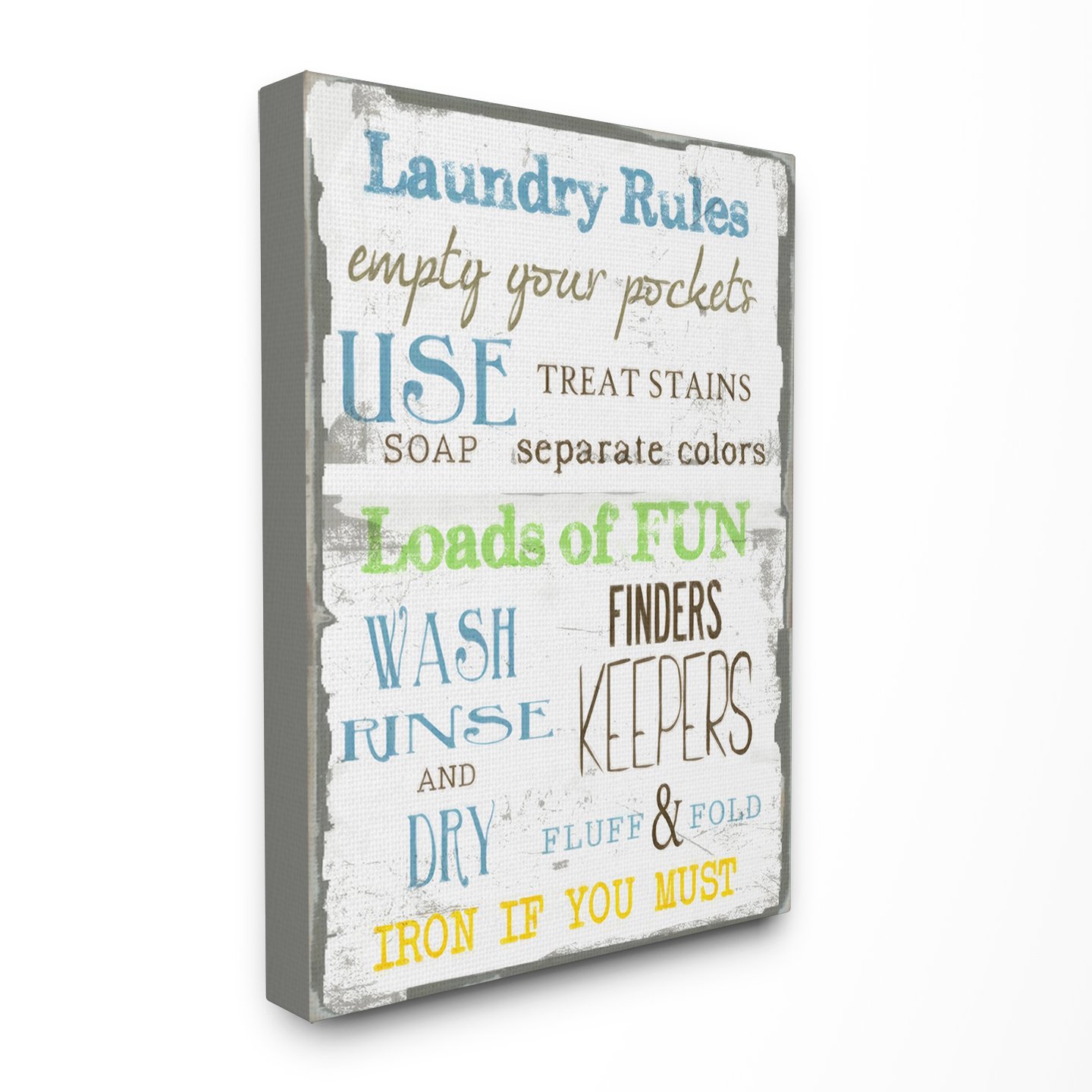 Stupell Industries Laundry Rules Typography Canvas Wall Art - 24x30 Inches, Designed by Taylor Greene - Perfect for Bathroom, Laundry Room & Home Decor