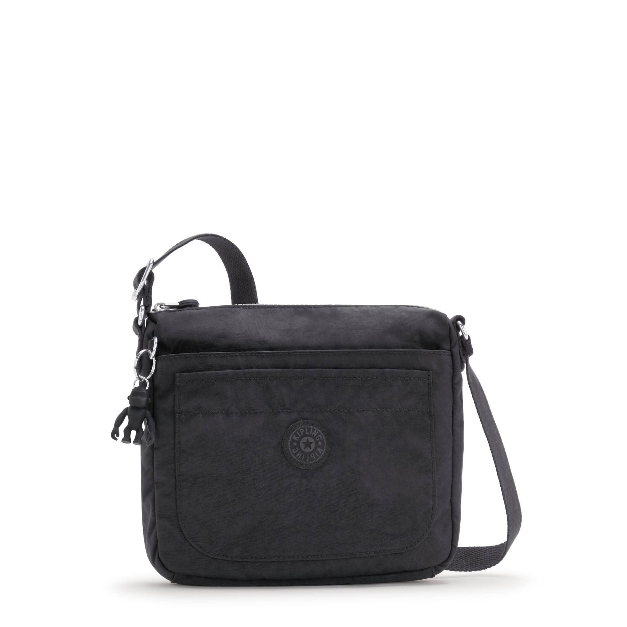 Kipling Women's Sebastian Lightweight Durable Nylon Messenger Crossbody Bag - Black Noir, 9