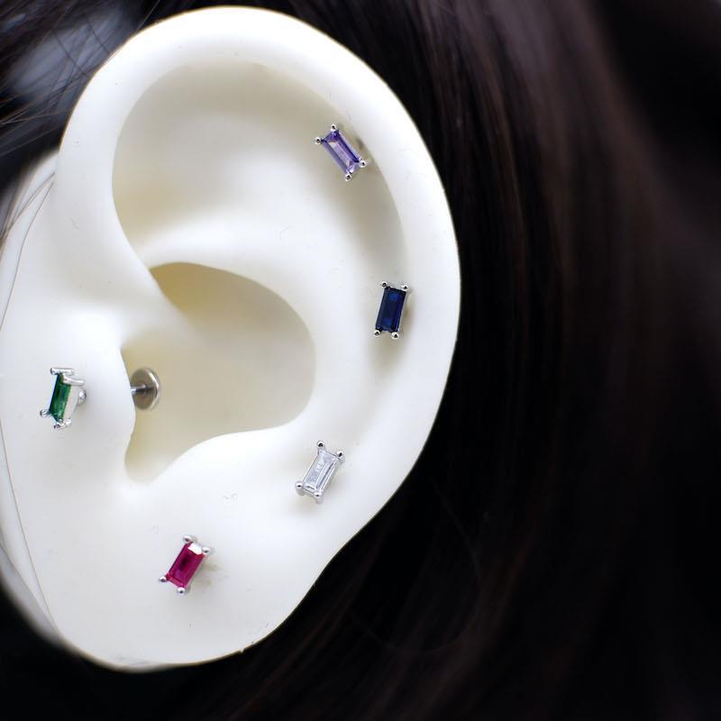 20G Emerald Conch Stud Forward Helix Piercing Earrings - Hypoallergenic Surgical Steel Jewelry for Cartilage & Helix - Perfect for Everyday Wear & Special Occasions