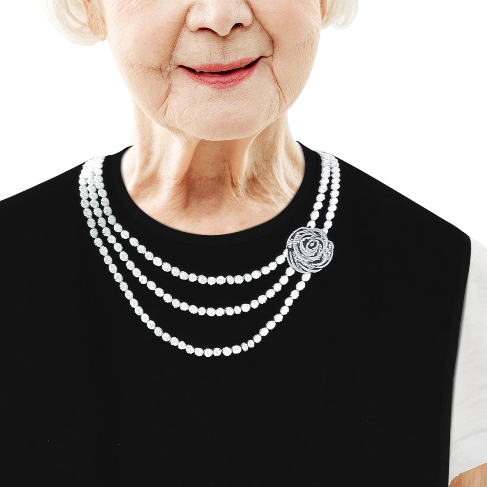 **Women's Reusable Terry Cloth Adult Bibs – Waterproof, Washable & Embroidered Design – Perfect for Dining, Elderly Care & Mess-Free Meals (Pearl + Pearl 2-Pack)**    Ideal for seniors, individuals with disabilities, or stylish mealtime protection at home or in care facilities.