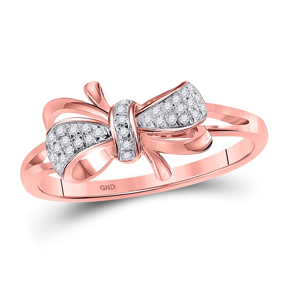 Dazzlingrock 10K Rose Gold Women's Round Diamond Bow Knot Ring - 1/10 CTW Elegant Jewelry for Weddings, Anniversaries & Special Occasions