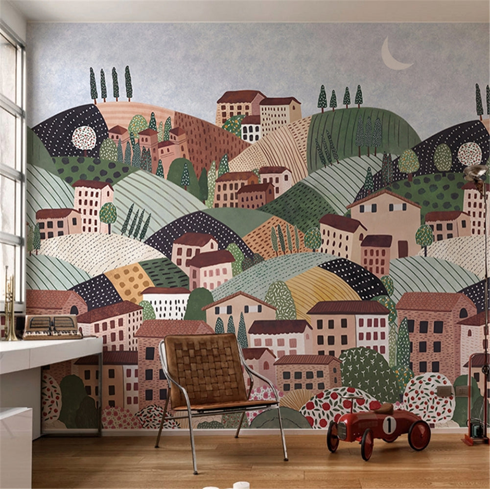 Alpine Village Wallpaper Mural - Scenic Mountain Landscape Wall Decal for Living Room, Bedroom & Office | Peel & Stick Removable Wallpaper for Home Decor