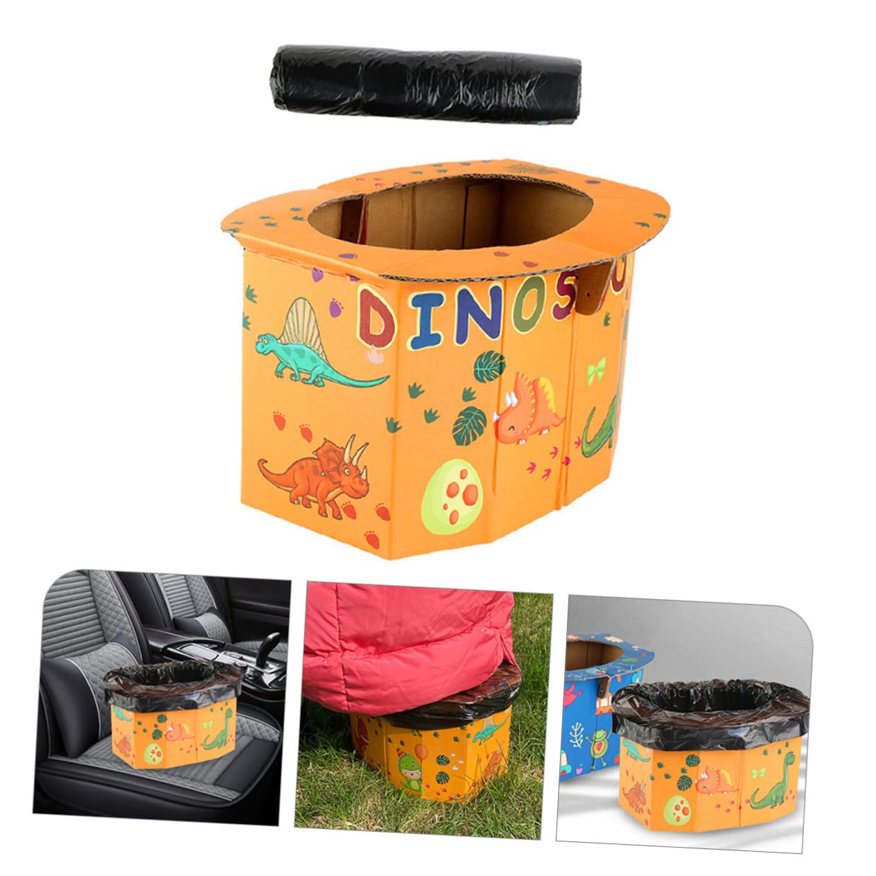 Foldable Travel Toilet for Camping & Emergencies - 4 Pack Portable Corrugated Paper Potty for Adults & Kids - Compact, Disposable & Eco-Friendly Solution for Outdoor Adventures, Road Trips & Hiking