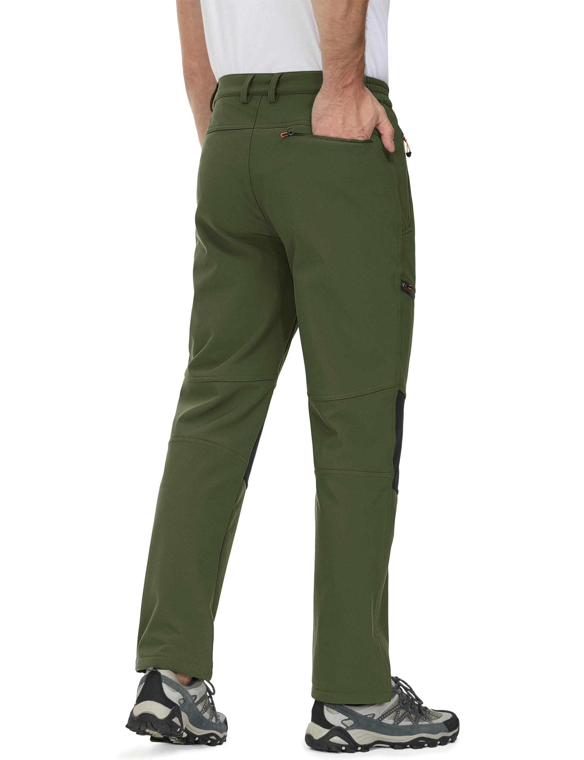 MAGCOMSEN Men's Winter Fleece Lined Snow Pants - Water Resistant Thermal Ski Pants with 4 Zip Pockets for Outdoor Activities, Hiking & Snowboarding