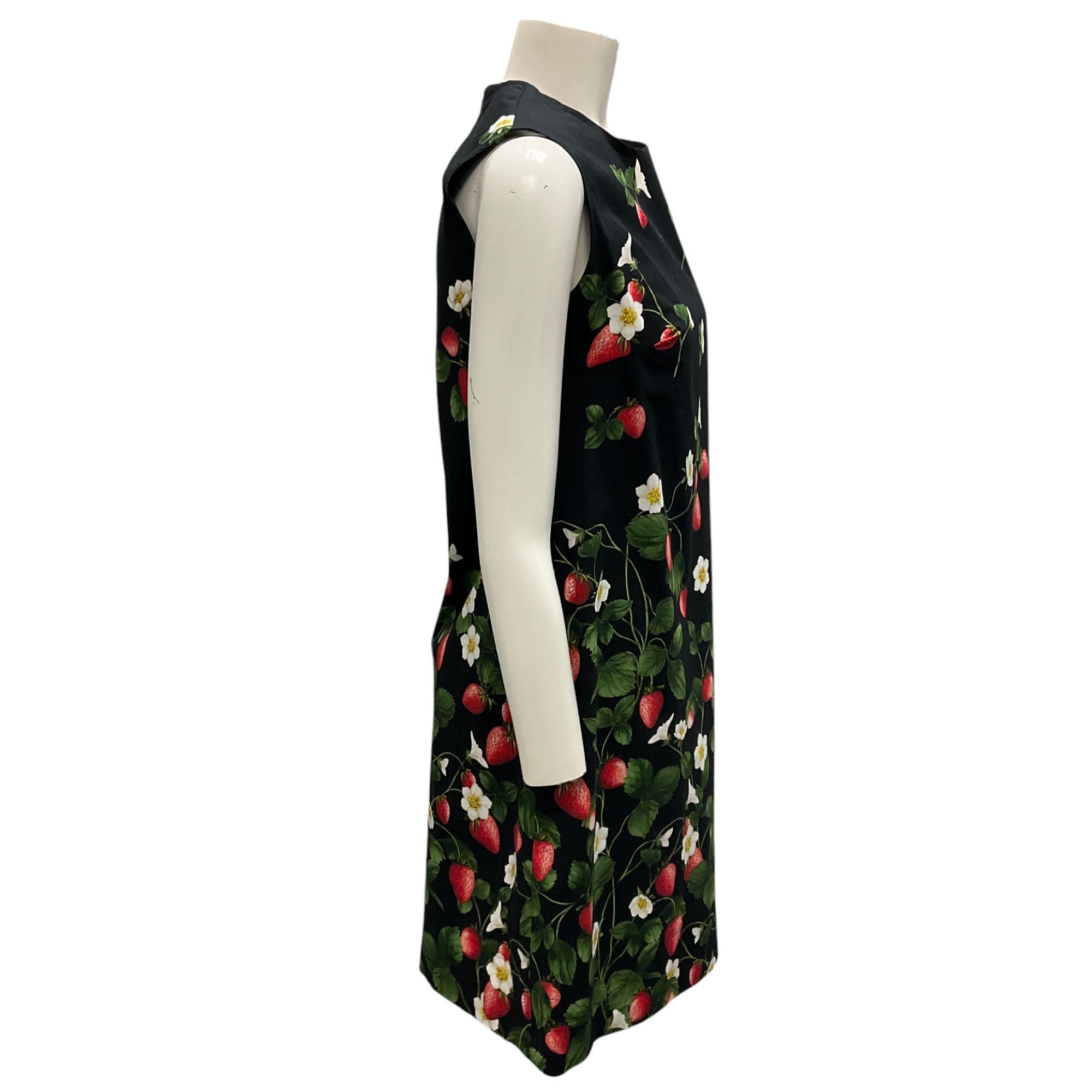 Oscar de la Renta Black Multi Strawberry Blossom Shift Dress for Women | Floral Print Summer Dress for Parties, Weddings & Special Occasions