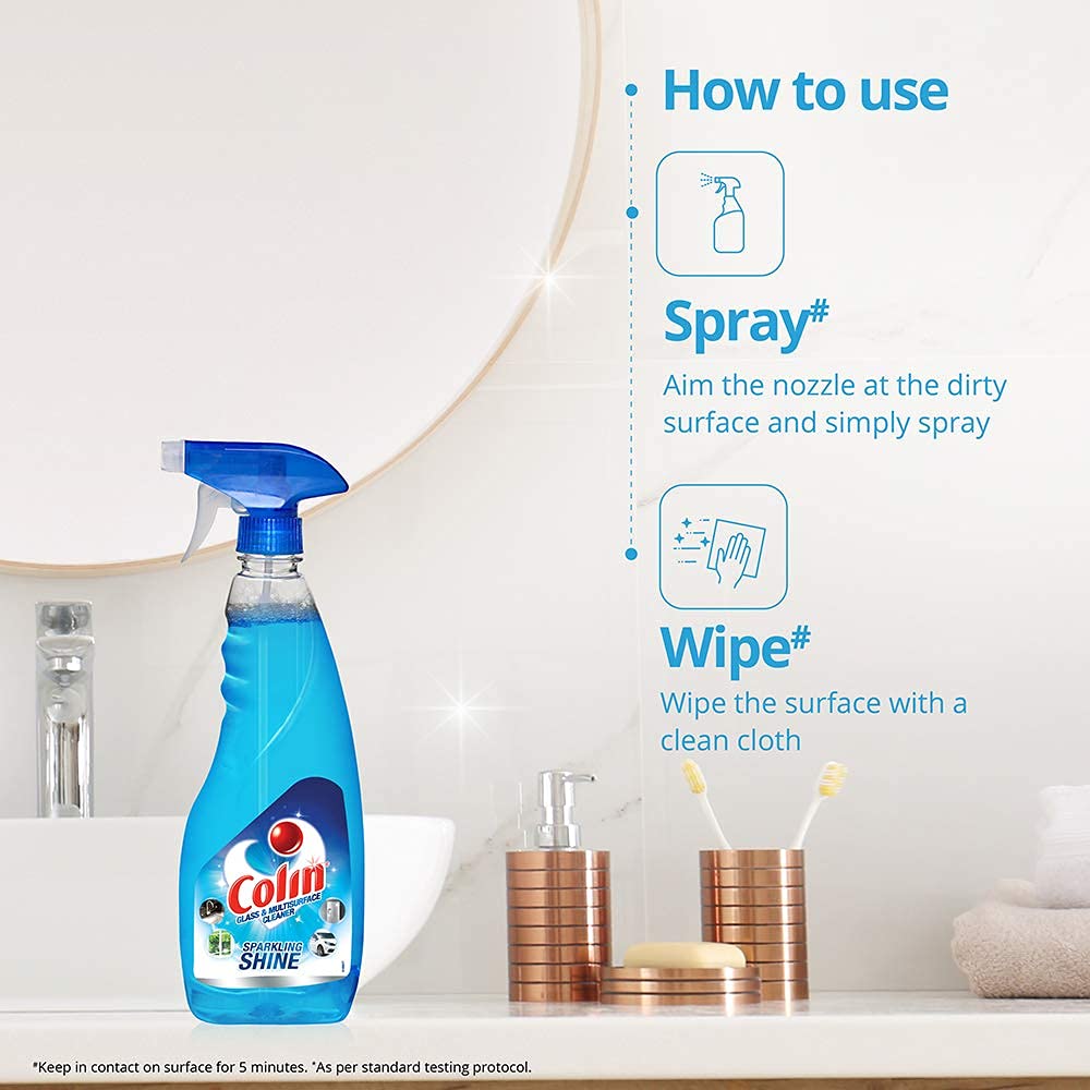 Harpic Lemon Bathroom Cleaner Liquid (1 Liter) & Colin Glass and Surface Cleaner Spray (500ml) - Powerful Cleaning Duo for Bathrooms, Mirrors, Tiles, and Kitchen Surfaces - Ideal for Homes, Offices, and Commercial Spaces