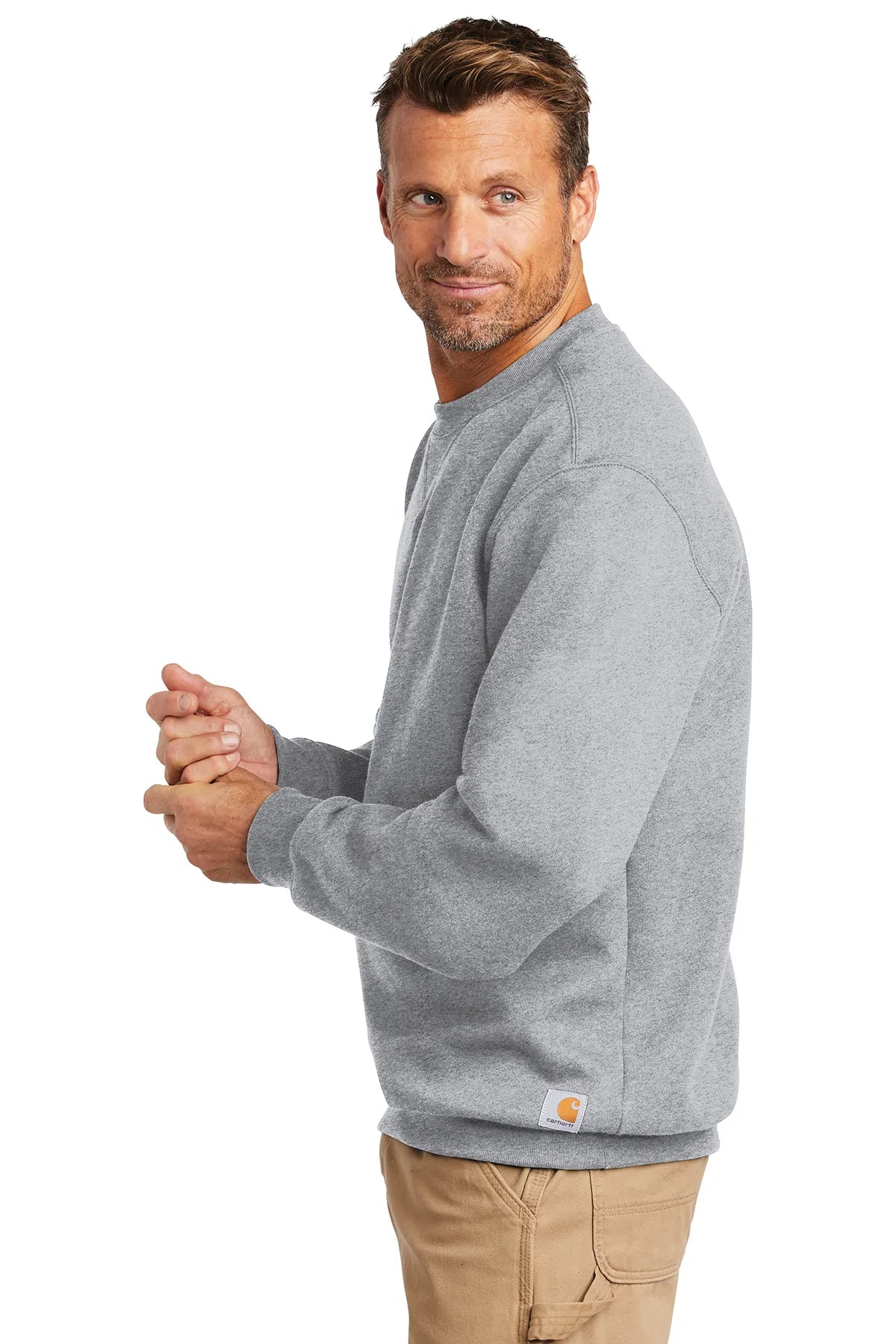 Carhartt Midweight Custom Sweatshirts for Men & Women - Heather Grey Pullover Hoodie - Workwear & Casual Wear for Outdoor Activities