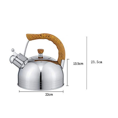 Premium Stainless Steel Whistling Stovetop Tea Kettle - 2.5L Capacity with Ergonomic Handle for Safe Pouring - Classic Silver Teapot for Gas & Electric Stoves - Perfect for Tea, Coffee & Hot Water Preparation in Home Kitchen