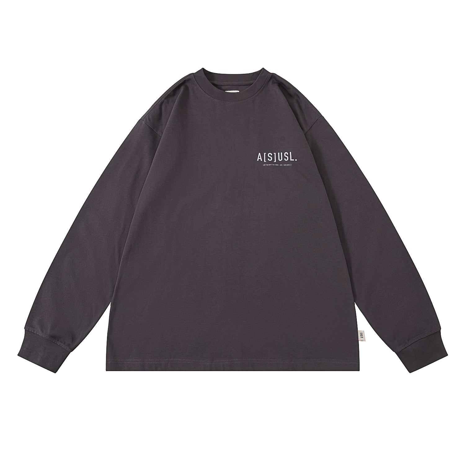 ASUSL Reflective Logo Long Sleeve T-Shirt - Charcoal Grey | Men's Athletic Wear for Running, Cycling & Night Visibility