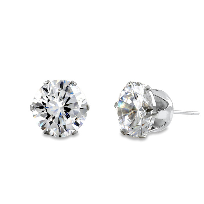 10mm Stainless Steel CZ Stud Earrings for Women - Hypoallergenic Cubic Zirconia Earrings for Daily Wear, Gift & Special Occasions