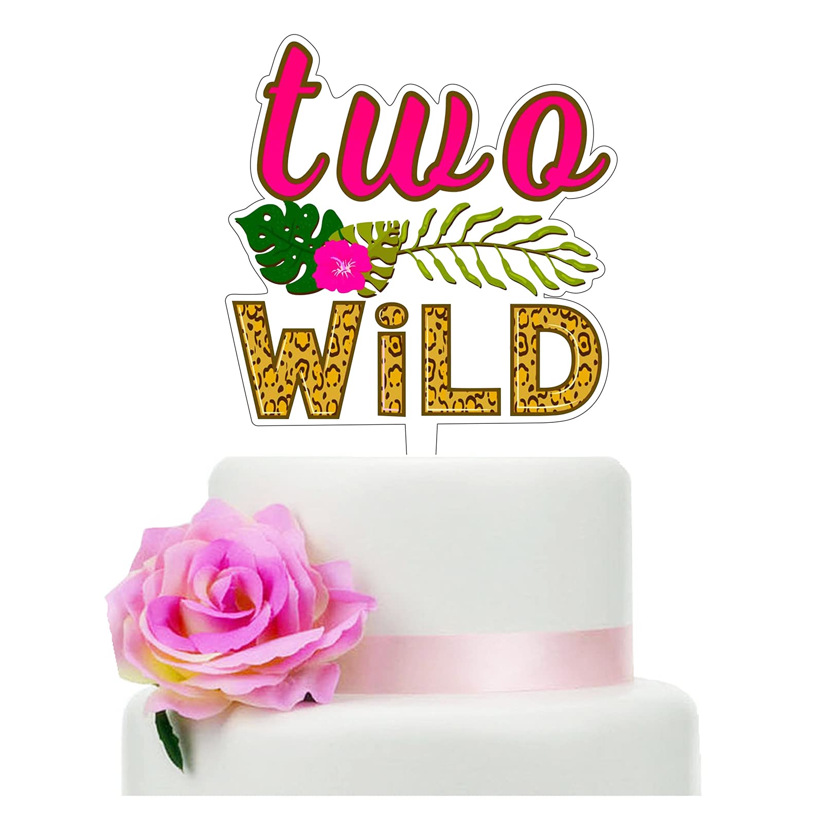 Wild Two Cake Topper for 2nd Birthday - Boy & Girl Second Birthday Party Decorations - Perfect for Jungle, Safari, or Animal Theme Cakes