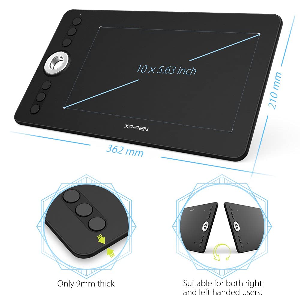 XP-PEN Deco 02 Graphic Drawing Tablet with Battery-Free Pen - 8192 Pressure Levels, Eraser & Express Keys (Black) | Perfect for Digital Art, Animation & Online Teaching