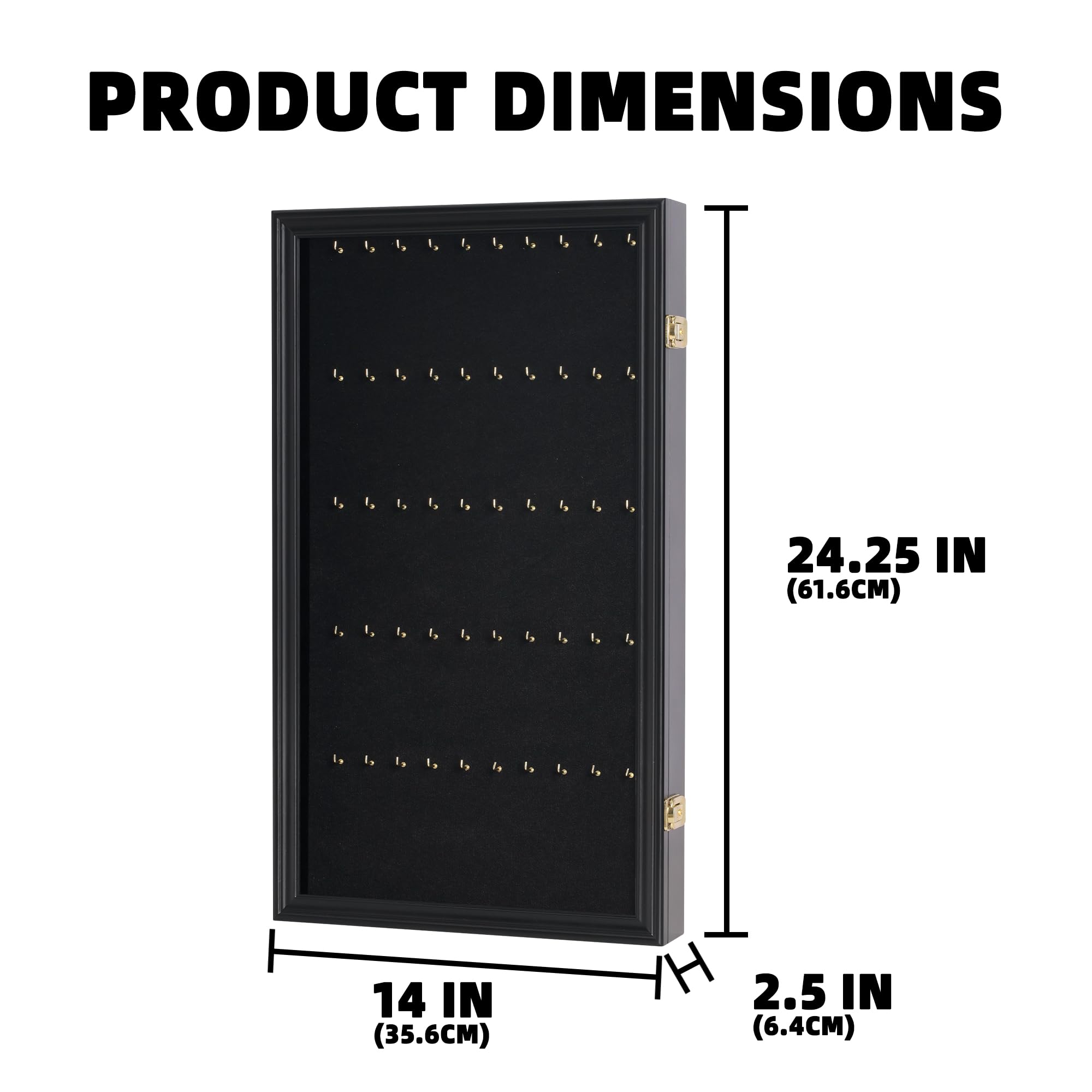 Wall Mount Display Case for Keychains, Fishing Lures & Pocket Watches - Black Finish Glass Cabinet - Perfect for Living Room Decor, Collectible Showcase & Retail Store Display