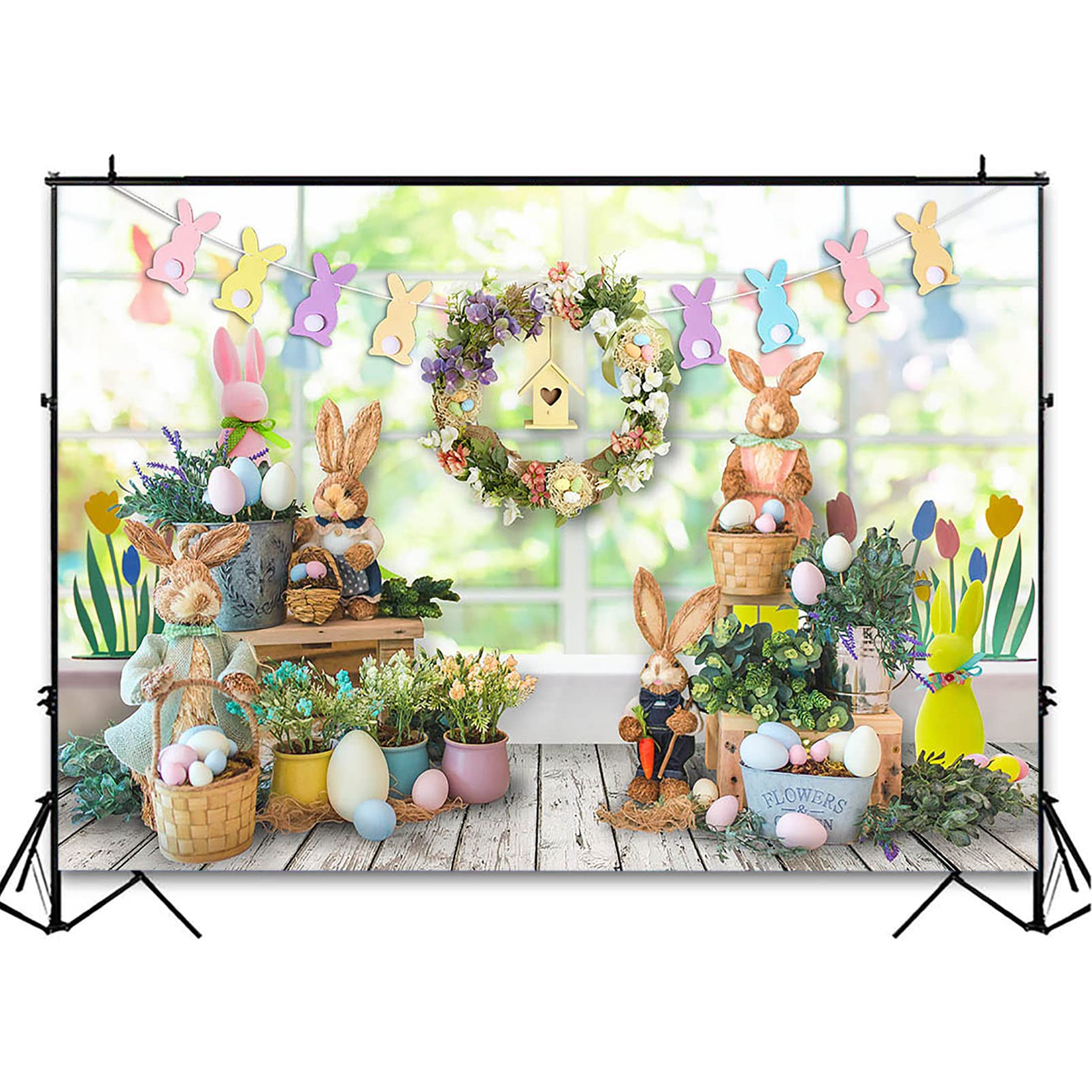 Easter Photography Backdrop - 8x6ft Spring Bunny Rabbit Eggs Theme Party Decor for Kids Children Portrait Photo Shoot | Perfect for Easter Celebrations, Birthday Parties, and Family Gatherings