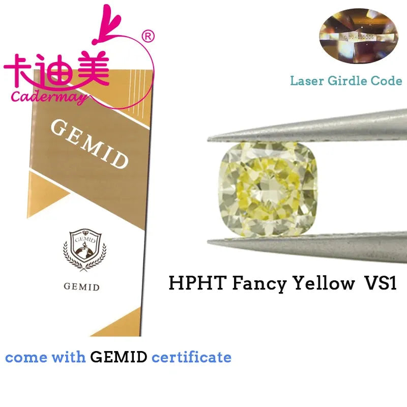 1.017 CT Cushion Cut Fancy Yellow VS1 HTHP Lab Grown Loose Diamond for Jewelry Making - Engagement Rings, Necklaces & Custom Designs
