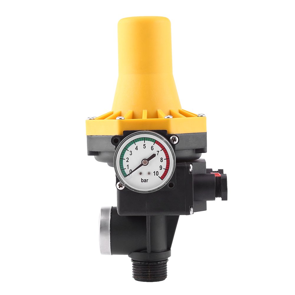 220V Automatic Water Pump Control Switch with Pressure Gauge - 1PC Electric Pump Controller for Home, Garden & Industrial Water Systems | Perfect for Wells, Irrigation & Water Supply Management