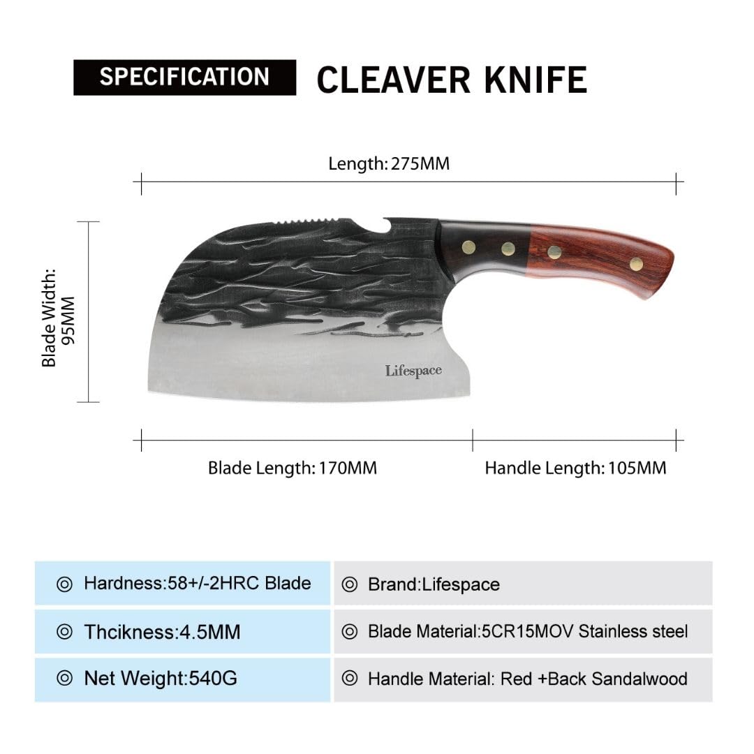 Premium 3-Piece Chef Cleaver Knife Set with Genuine Leather Sheaths - Professional Kitchen Knives for Meat, Vegetables & Herbs - Perfect Gift for Chefs & Cooking Enthusiasts