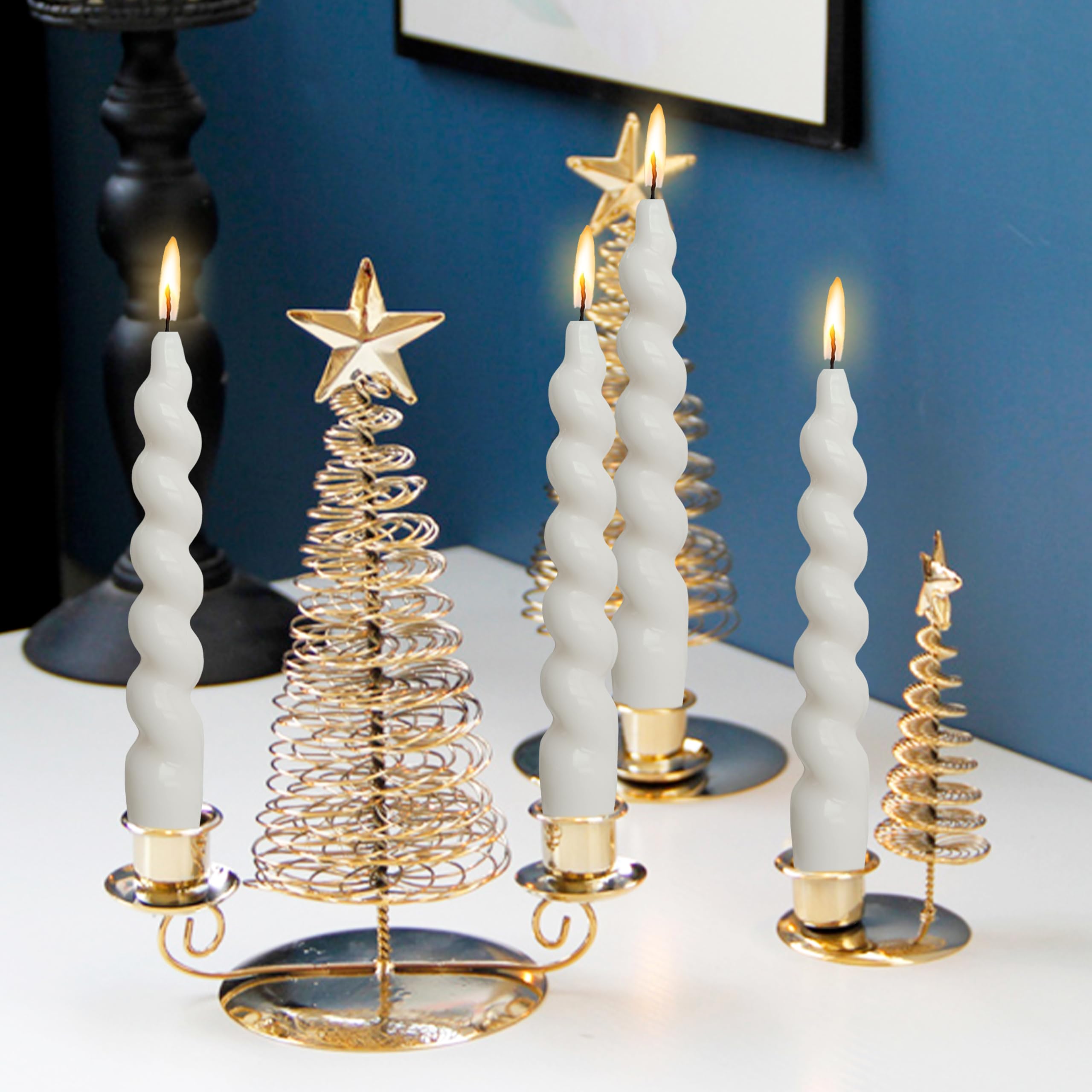White Spiral Taper Candles 7.5