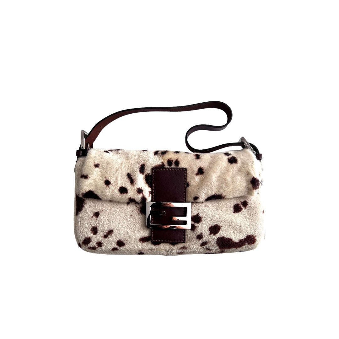 Vintage Fendi Leather Baguette Bag - Genuine Cowhide Designer Shoulder Purse for Women | Perfect for Date Night, Parties & Special Occasions