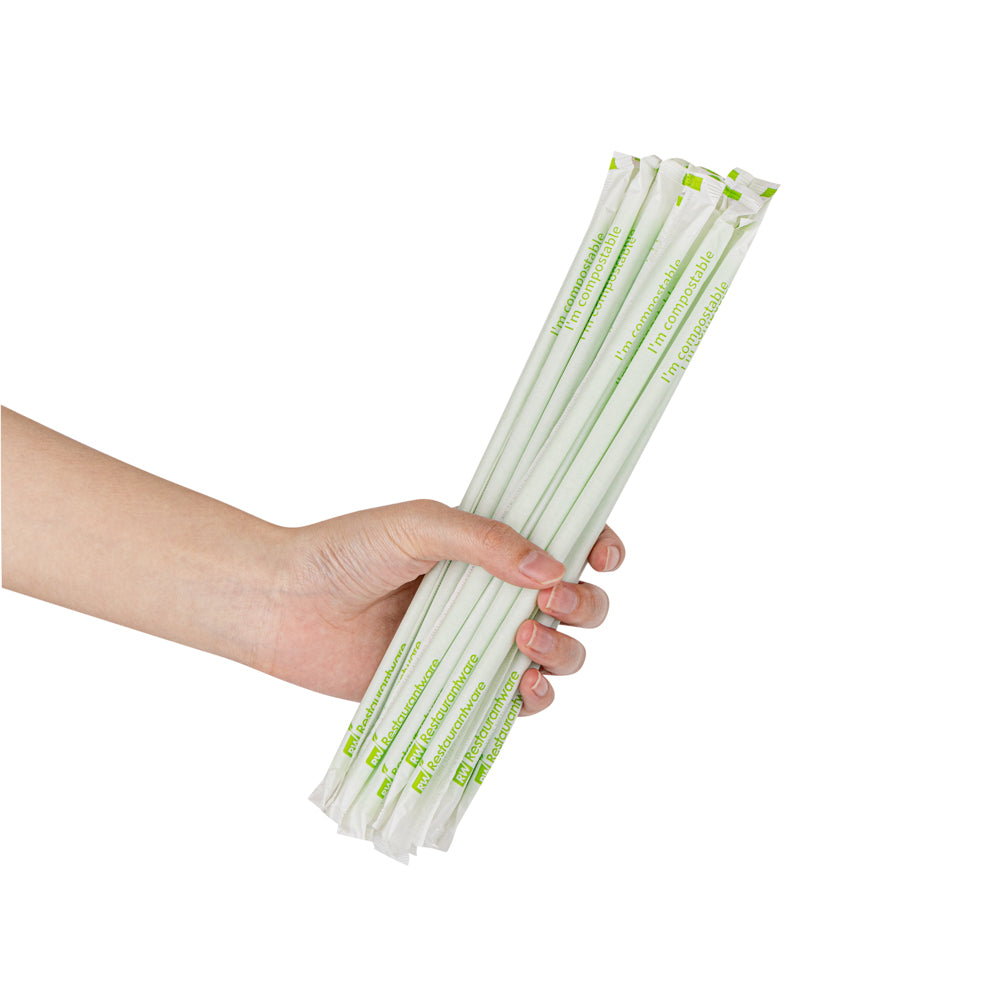Eco-Friendly Compostable PLA/PBAT Plastic Straws - 8 1/4 Inch, 2000 Count Box - Biodegradable Drinking Straws for Parties, Restaurants & Sustainable Living