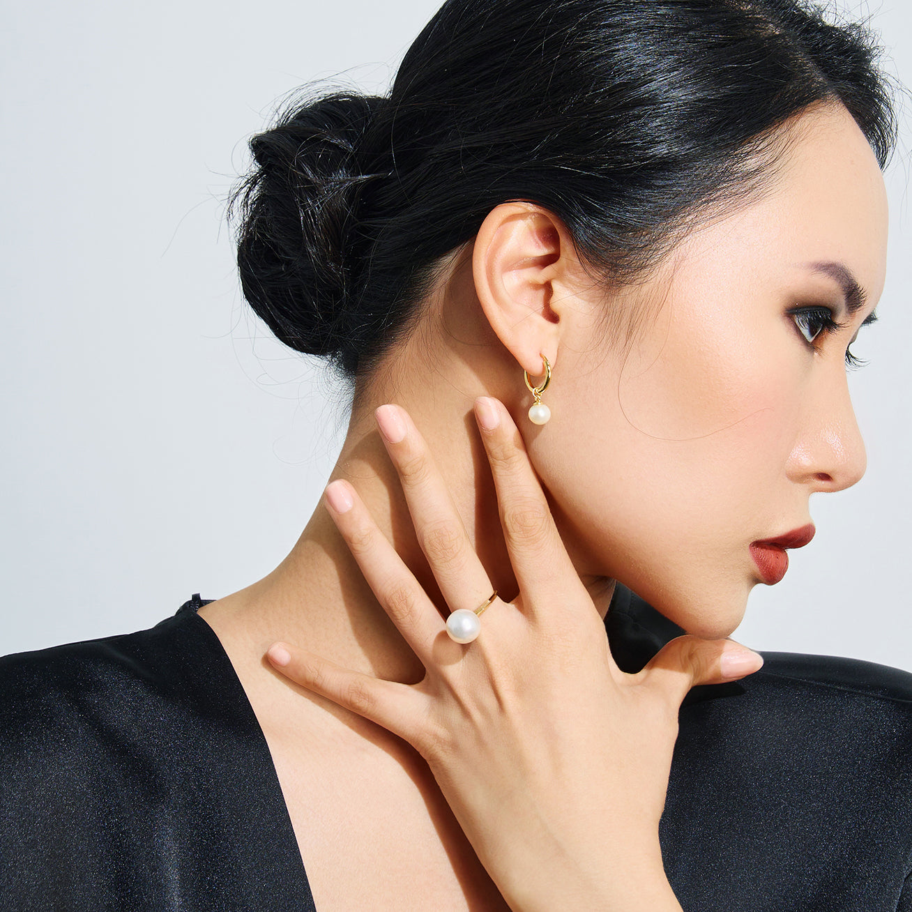 18K Solid Gold Australian White Pearl Earrings - Classic Studs for Women, Gift Box Included | Perfect for Weddings, Parties & Everyday Elegance