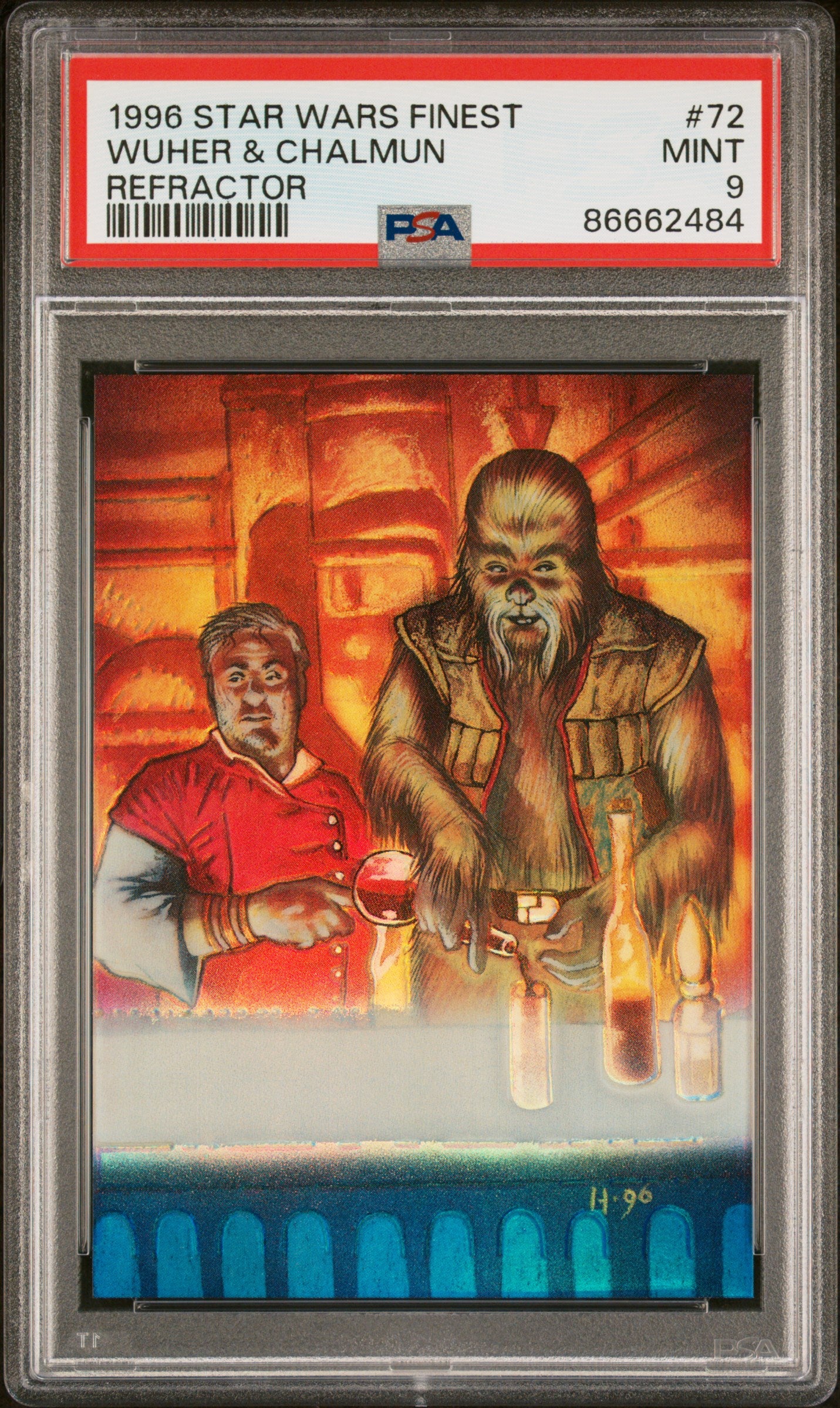 1996 Star Wars Finest Wuher & Chalmun Refractor #72 PSA 9 Mint Condition - Rare Collectible Card for Star Wars Fans & Trading Card Game Enthusiasts - Perfect for Display, Investment & Gaming Collections