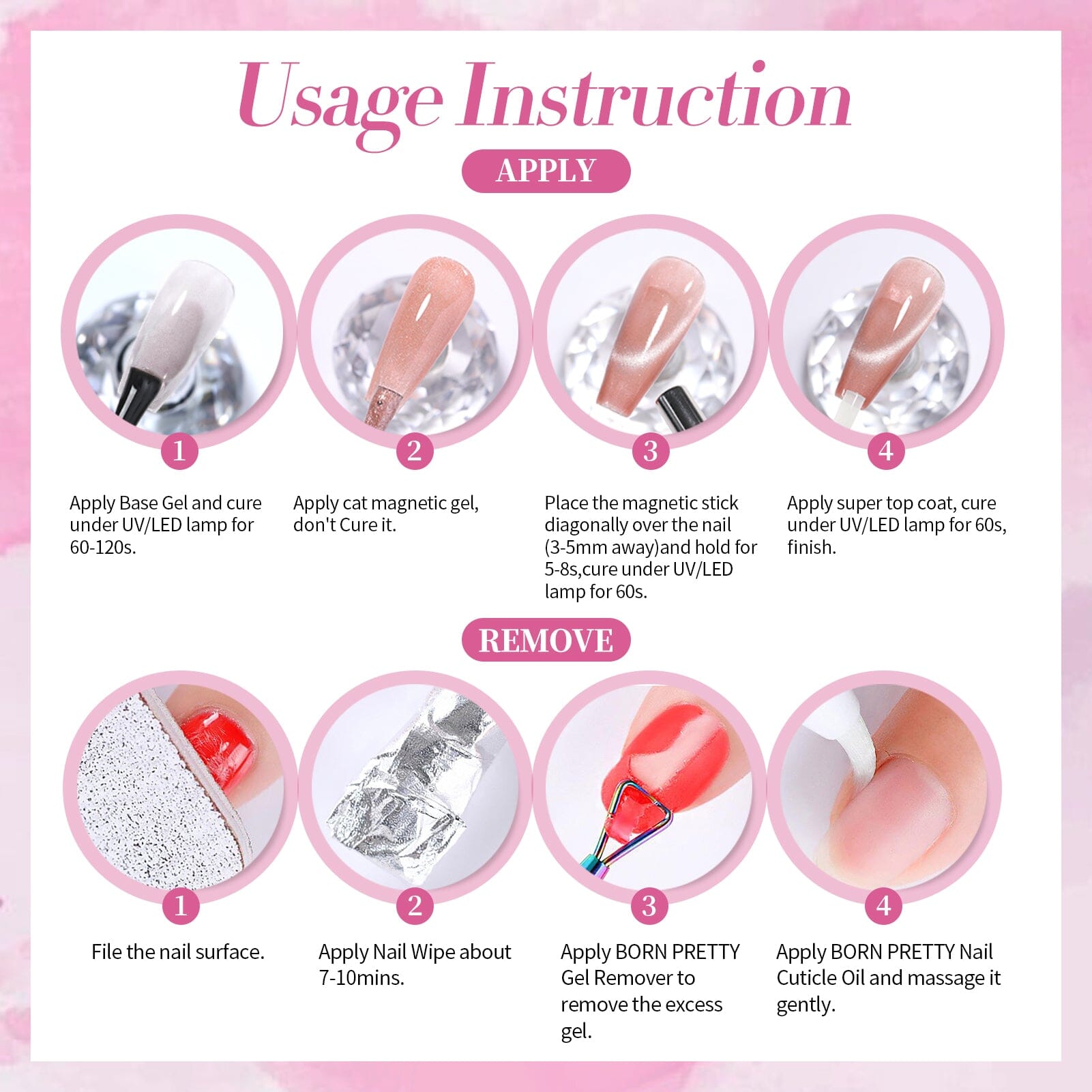 Pink Crystal Cat Magnetic Gel Polish - 15ml MY274 Love Letter Nail Art for Valentine's Day & Special Occasions
