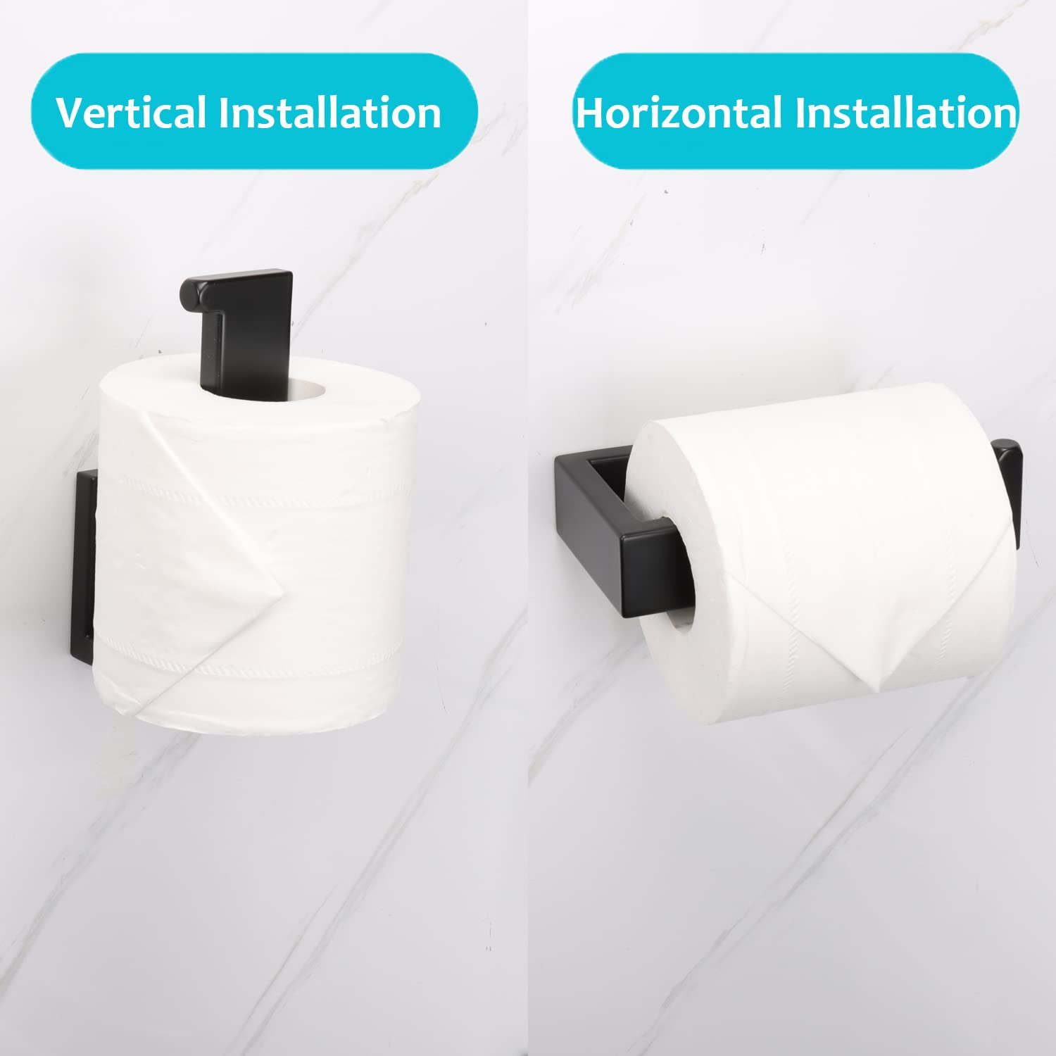 Stainless Steel Toilet Paper Holder - 304 Thickened Wall Mounted Bathroom Tissue Holder for Large Rolls, Black (5.9 Inch) - Perfect for Home, Office & Kitchen Use