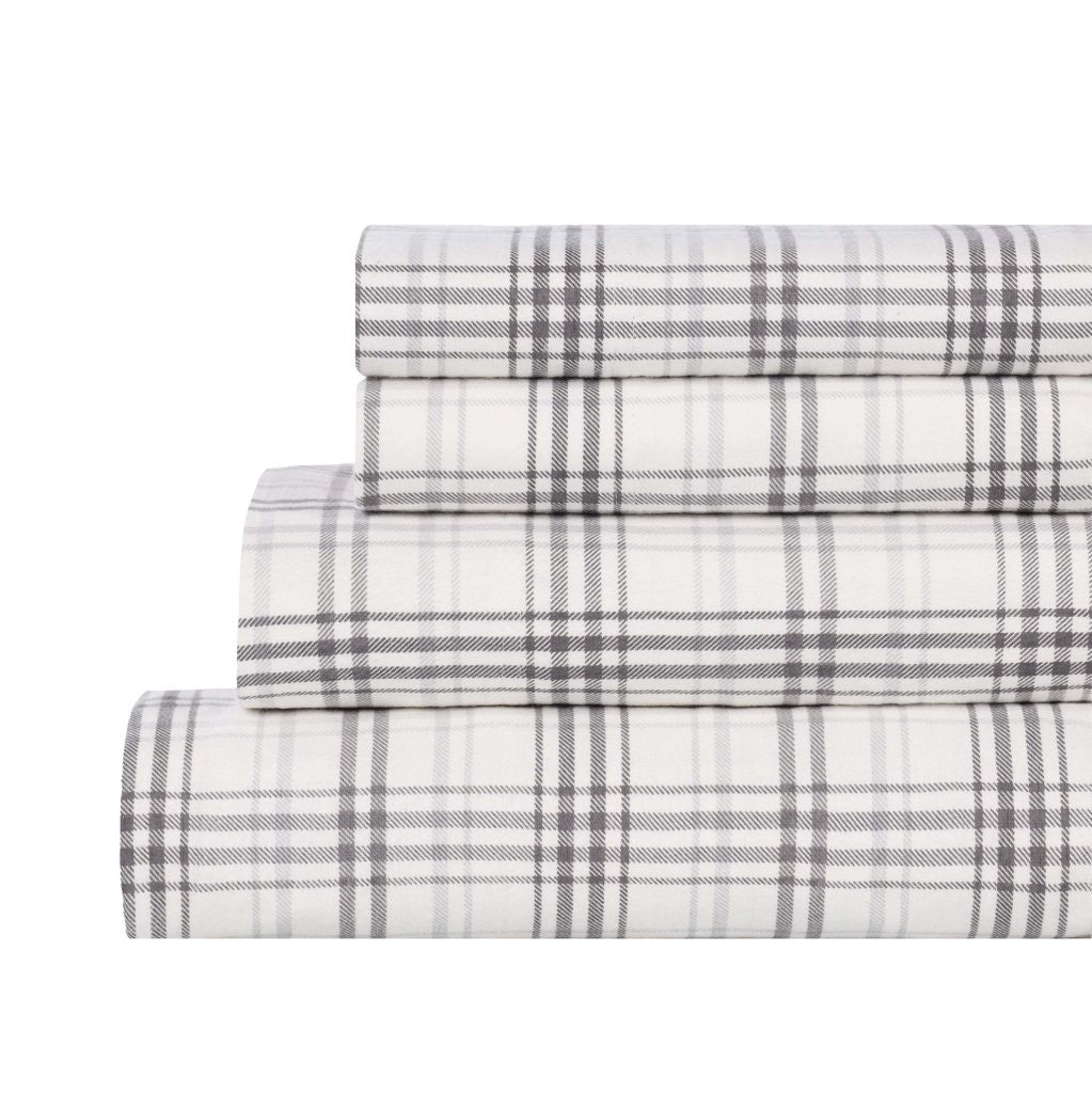 Soft Plaid Flannel Cotton Bed Sheet Set - Classic Farmhouse Style with Deep Pockets - Perfect for Cozy Winter Nights & Rustic Home Decor