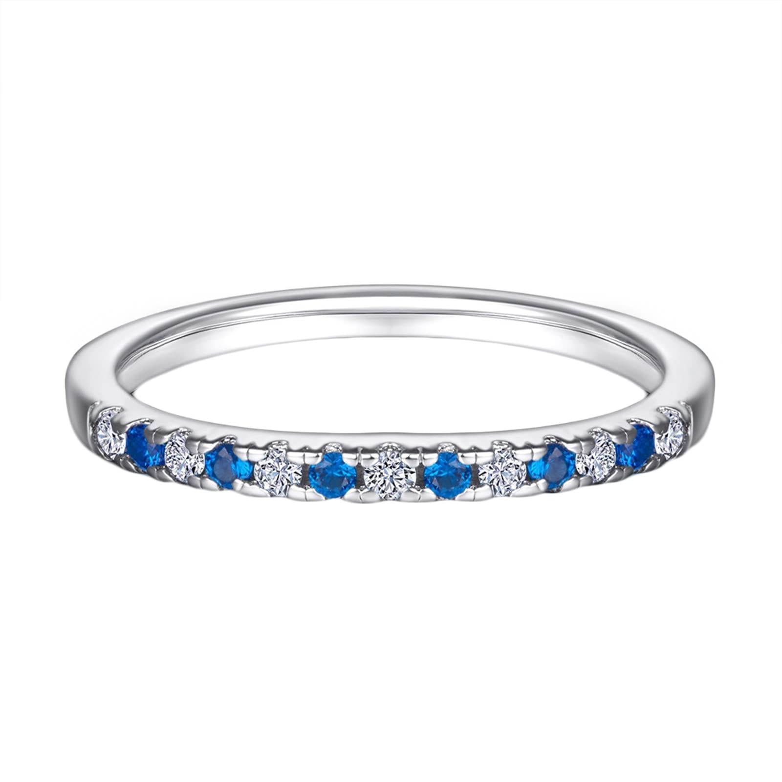 925 Sterling Silver Women's Stackable Elegant Half Eternity Cubic Zirconia Engagement Rings - Perfect for Weddings, Anniversaries & Everyday Wear