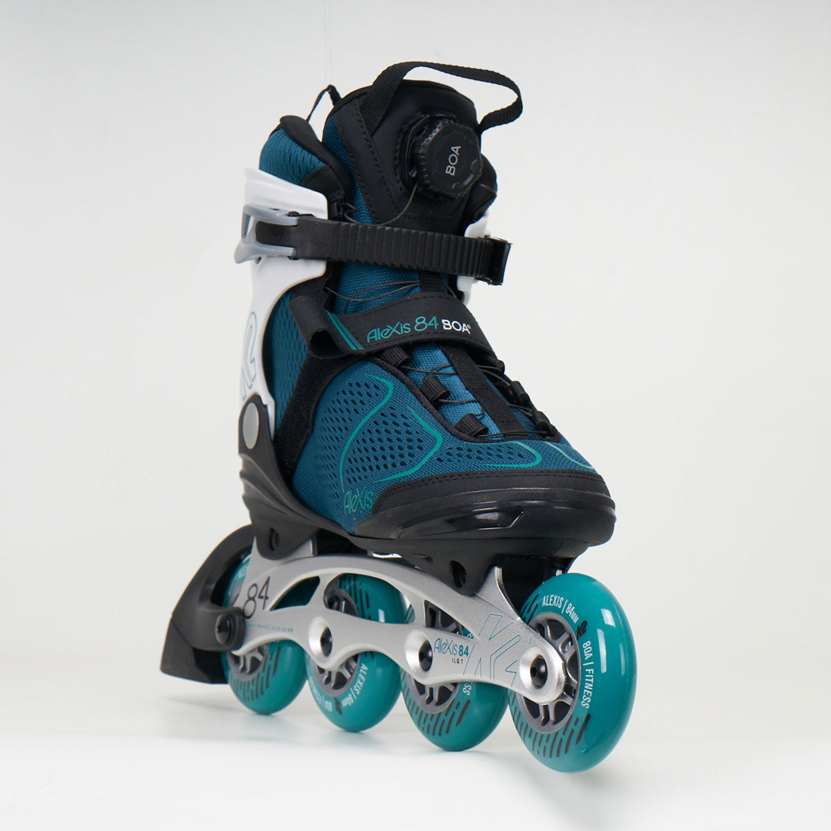 K2 Alexis 84 Boa Women's Inline Skates - Teal & White | Comfortable & Adjustable Rollerblades for Fitness, Outdoor Recreation & Urban Skating