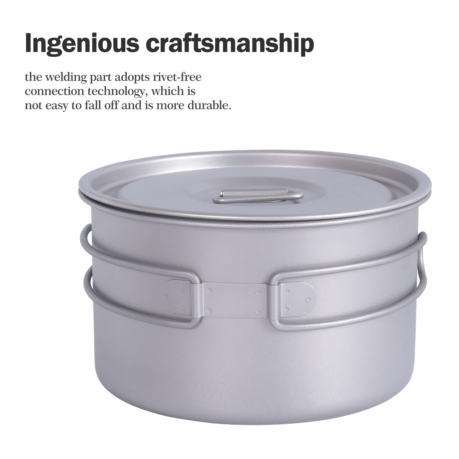 Lightweight Titanium Camping Cookware Set - Portable Outdoor Cooking Pot for Hiking, Backpacking & Travel | Durable & Compact for 1-5 People | Perfect for Campfire Meals, Backcountry Adventures & RV Trips