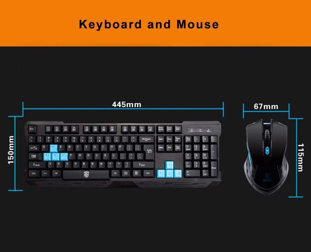 UniFire V60 Waterproof 2.4G Wireless Gaming Keyboard and Mouse Combo with DPI Control - Ergonomic Design for PC, Laptop, Desktop - Perfect for Gaming, Office Work, and Home Use (Black)