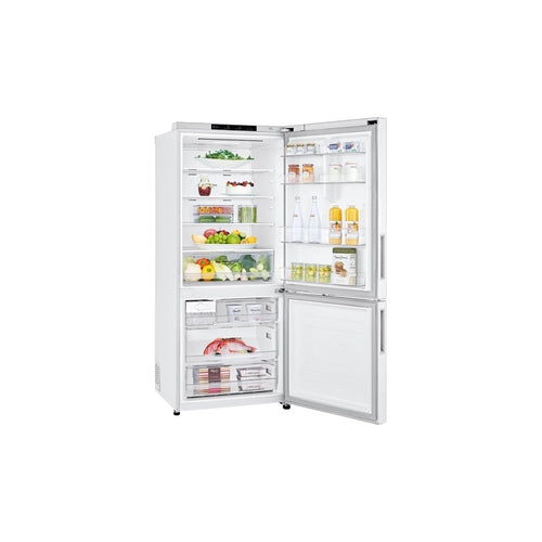 LG GB 455WL 454L Bottom Mount Refrigerator - Energy Efficient White French Door Fridge with Door Cooling System - Perfect for Modern Kitchens & Large Families