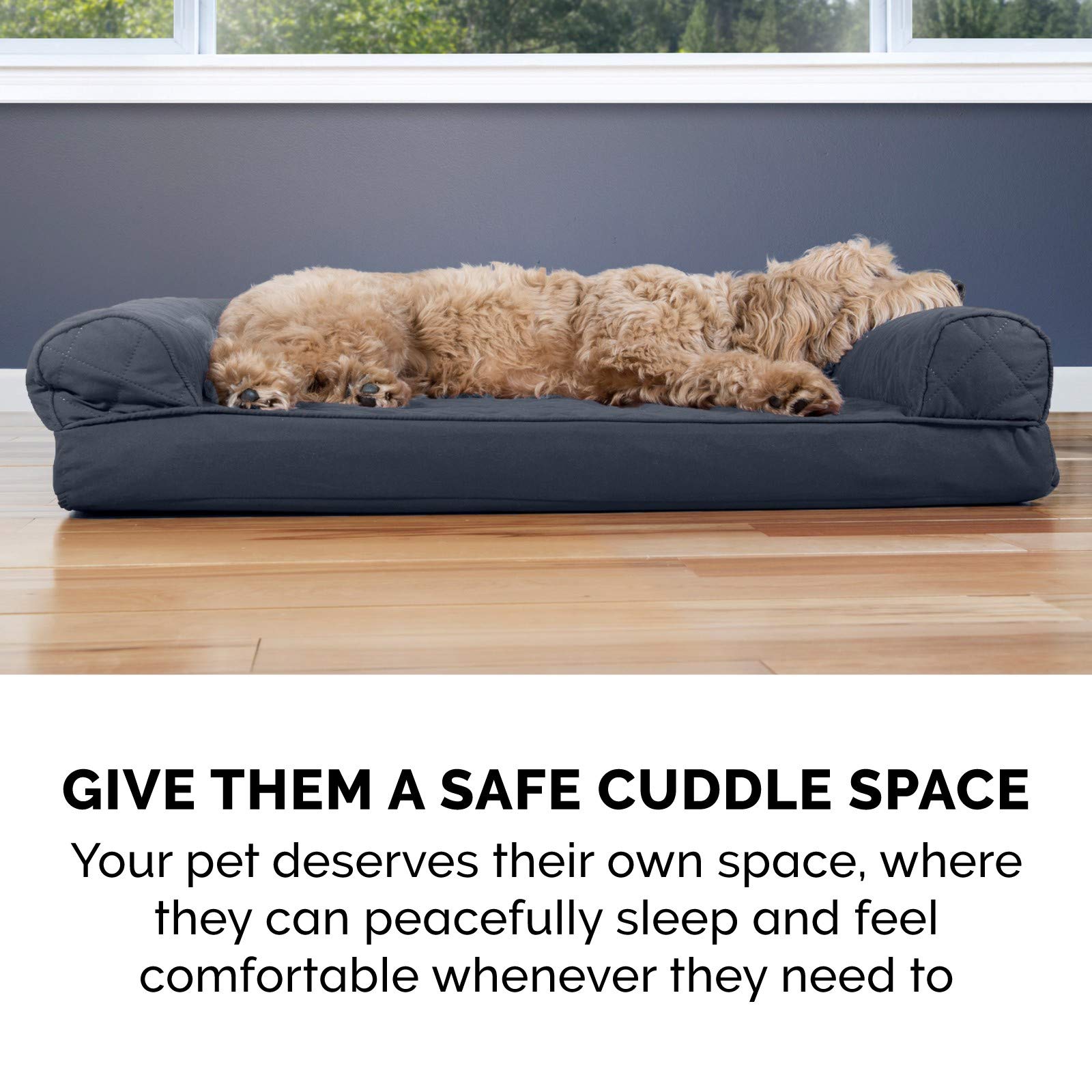 Furhaven Cooling Gel Dog Bed for Large Dogs - Removable Bolsters & Washable Cover - Quilted Sofa Style - Supports Up to 125 lbs - Iron Gray - Jumbo Plus/XXL - Perfect for Hot Weather & Joint Relief in Living Room, Bedroom or Kennel