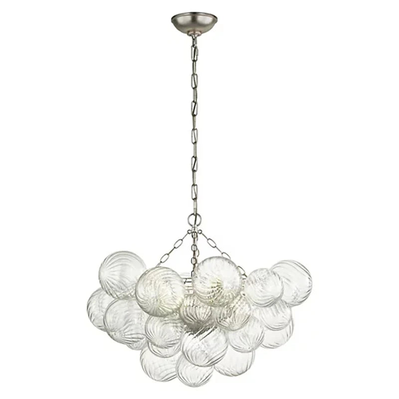 Tammy 24-Inch Round Glass Ball Chandelier - Modern Crystal Ceiling Light Fixture for Dining Room, Bedroom, or Living Room Decor