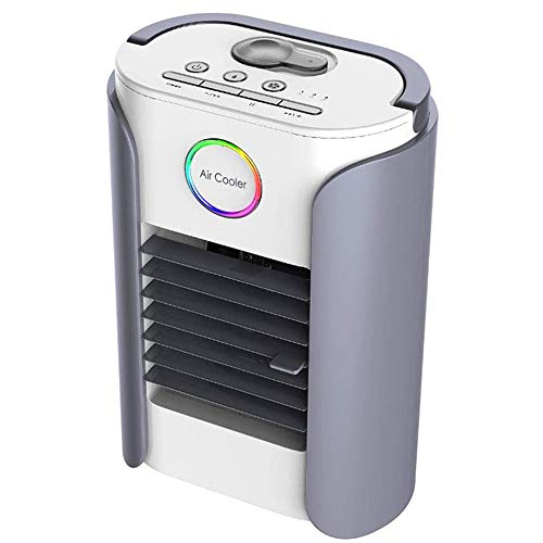 Portable Air Conditioner Fan - Personal Space Cooler with 4 Color Night Light, USB Desk Fan & Evaporative Air Cooler for Home, Office, Bedroom (Gray) | Perfect for Summer Cooling & Night Use