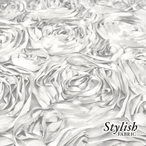 Premium White Satin Rosette Fabric Roll - 100 Yards Bulk for Wedding Decor, DIY Crafts & Home Decoration